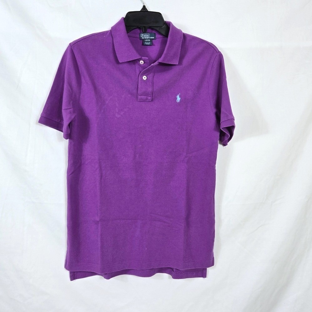 Polo Ralph Lauren Boys Purple Short Sleeve Pony Logo Preppy School Polo Large 14